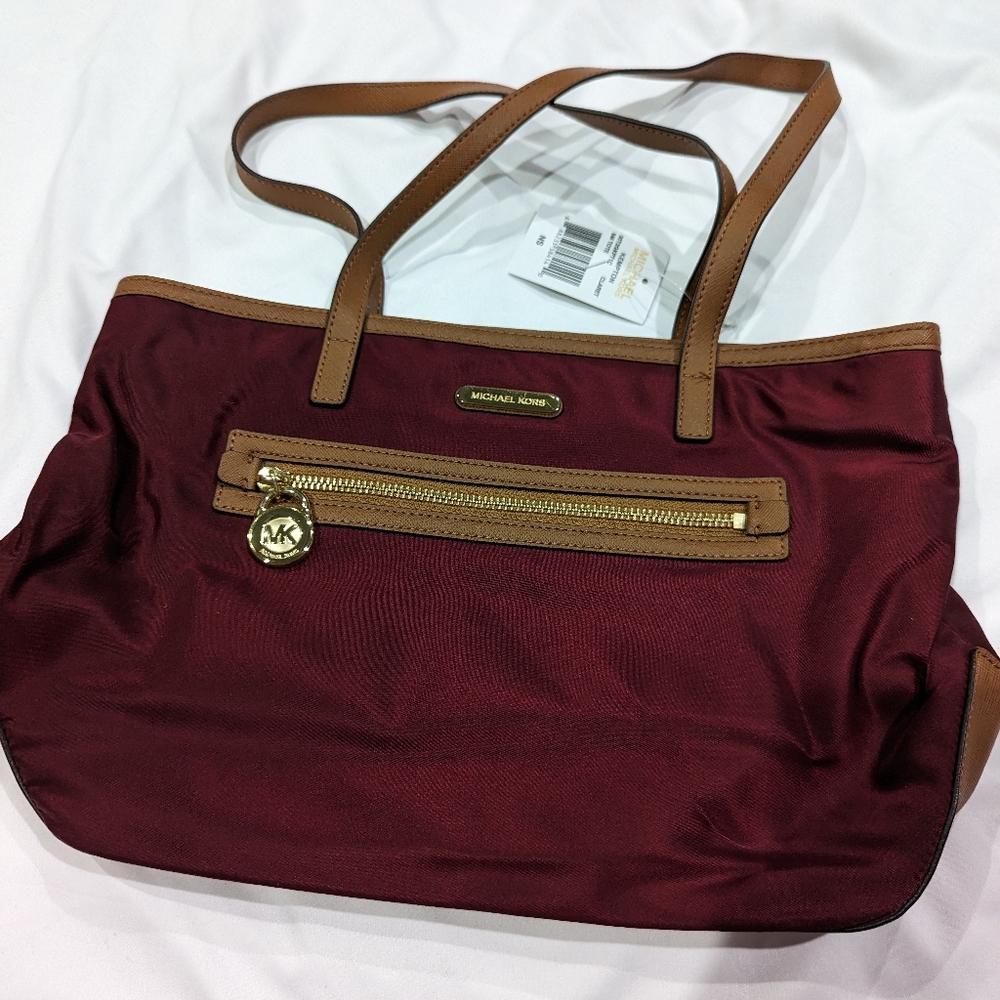 Michael Kors Small Kempton Nylon Tote Claret